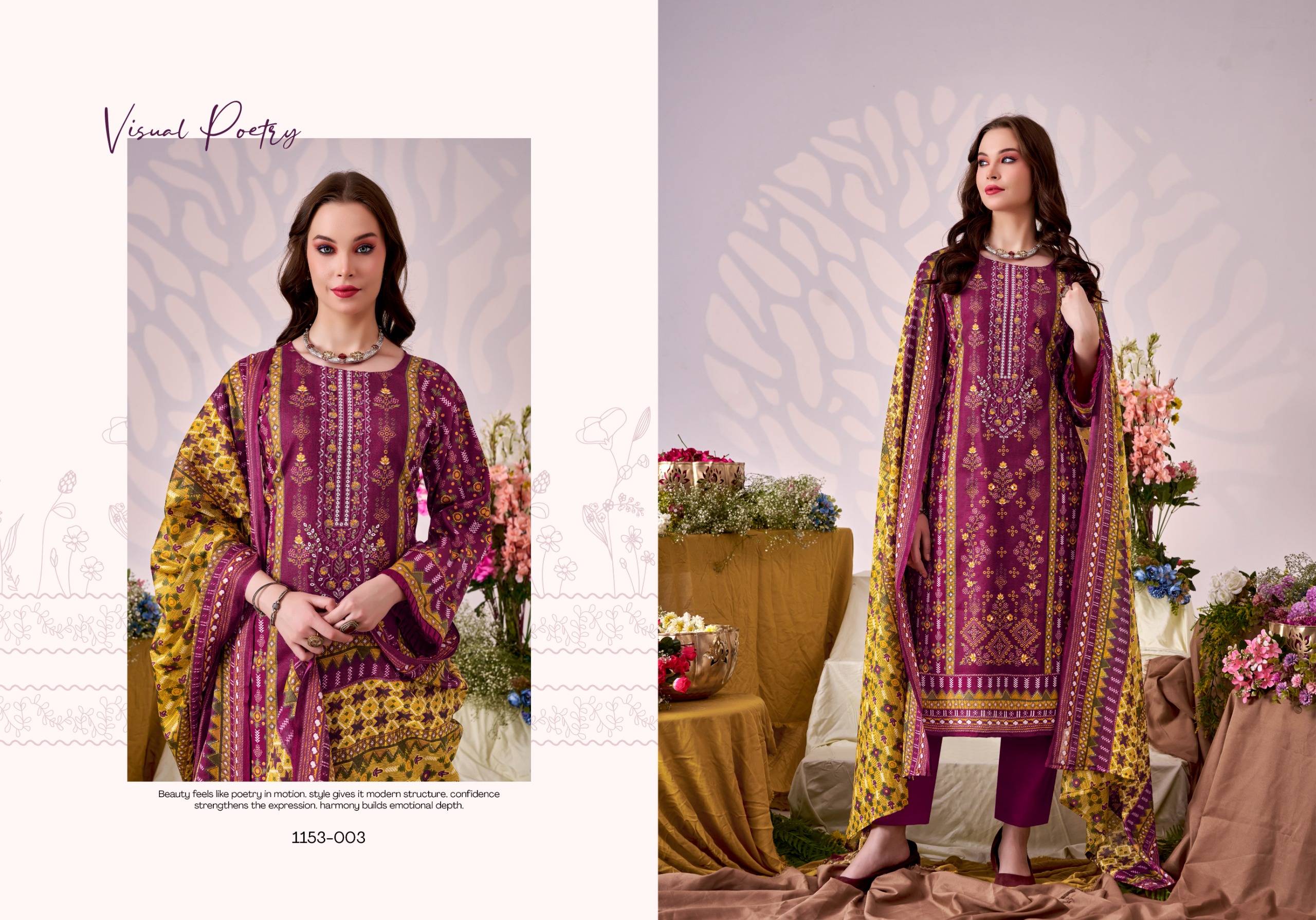 BIN KAREEM VOL 5 By ROMANI 1153-001 To 1153-008 Series Designer Suits Premium Soft Cotton Dresses At Wholesale Price